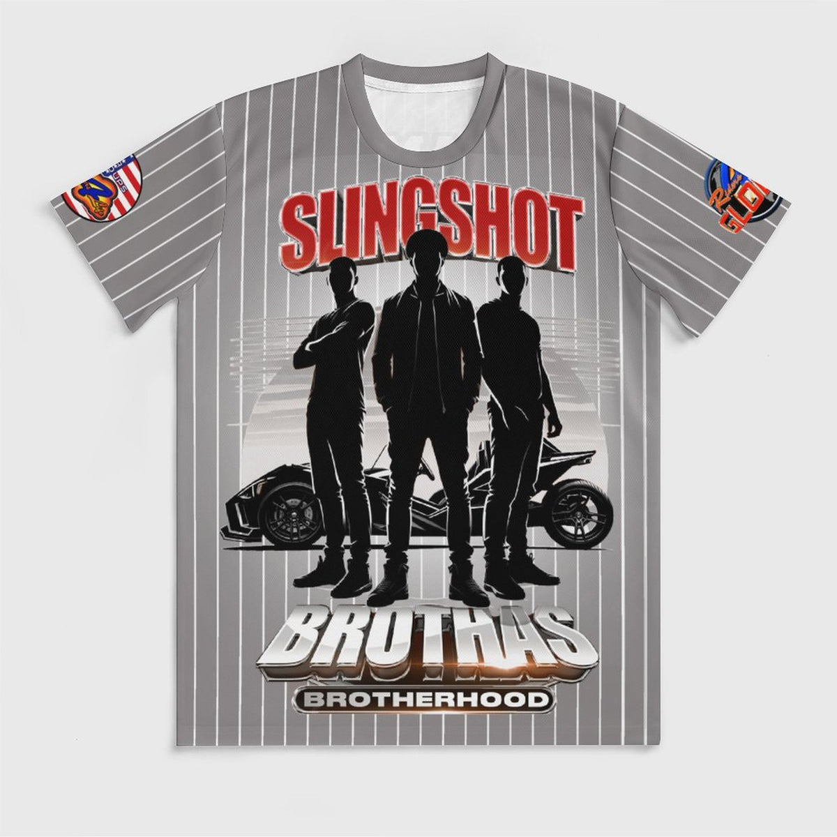 R4L Slingshot Brothas Striped Ice Silk Tee - Gry
