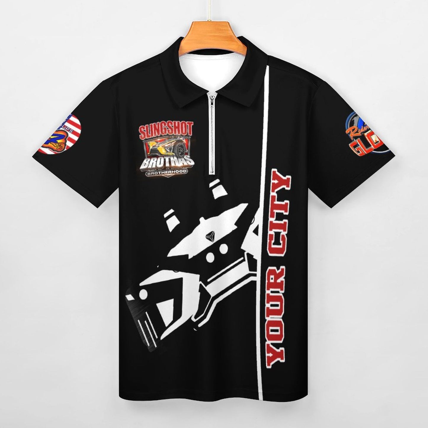 R4L Short-Sleeve Zip Polo Shirt - Blk