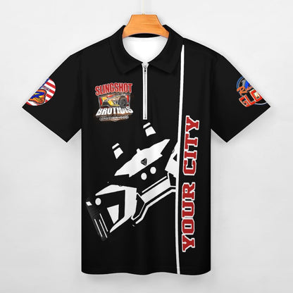 R4L Short-Sleeve Zip Polo Shirt - Blk