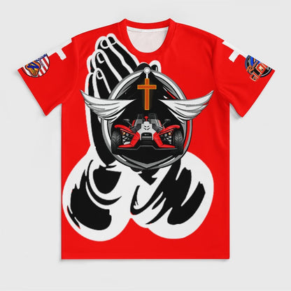 R4L Slinging with Jesus Praying Hands Ice Silk Tee Red