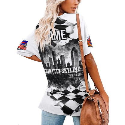 R4L Women's Monochrome Ice Silk V-Neck T-Shirt - Slingshot