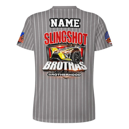 R4L Slingshot Brothas Striped Ice Silk Tee - Gry