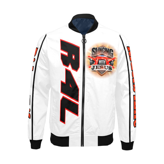 R4L Slinging with Jesus Varsity Style Jacket Wht