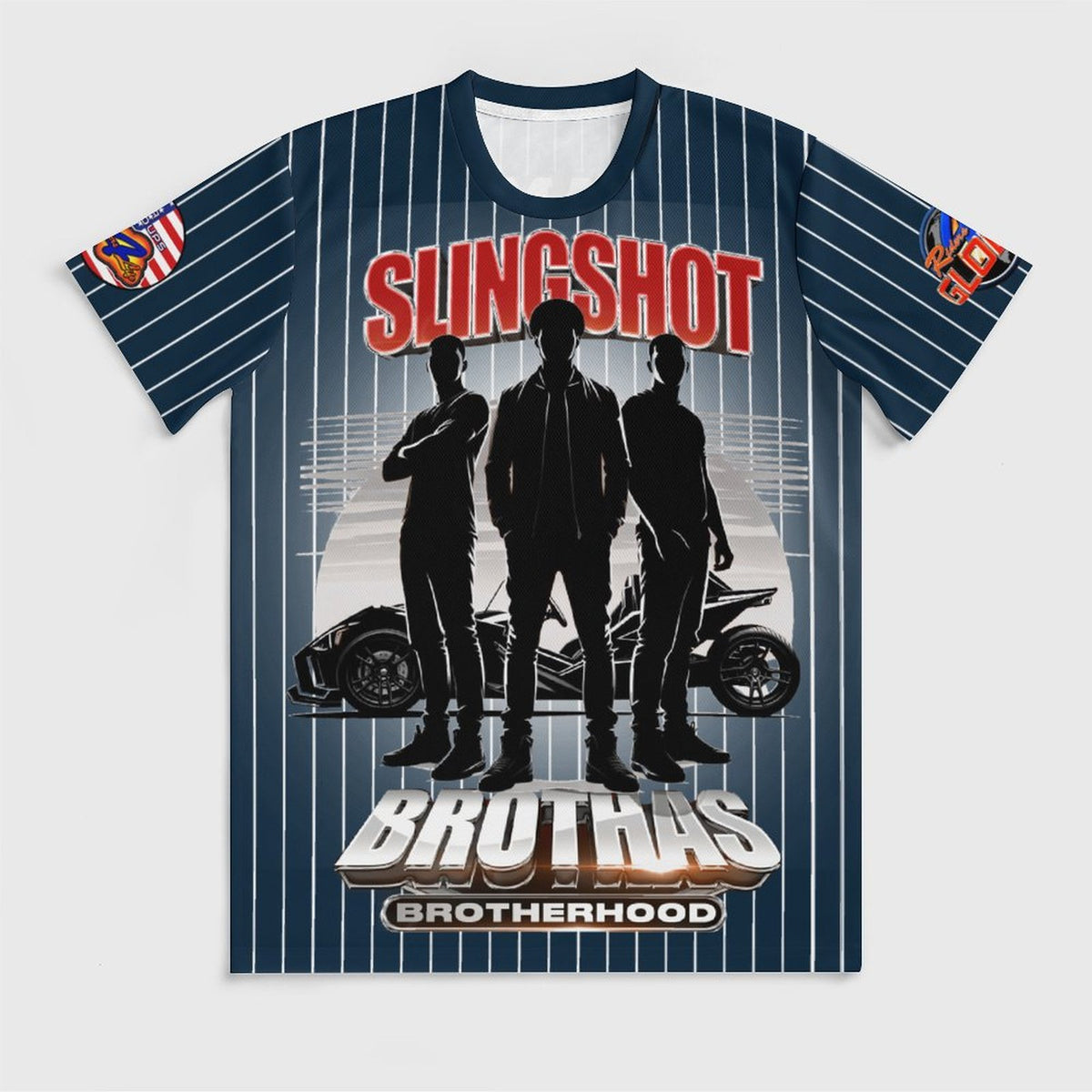 R4L Slingshot Brothas Striped Ice Silk Tee - Blu