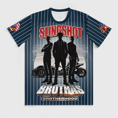 R4L Slingshot Brothas Striped Ice Silk Tee - Blu