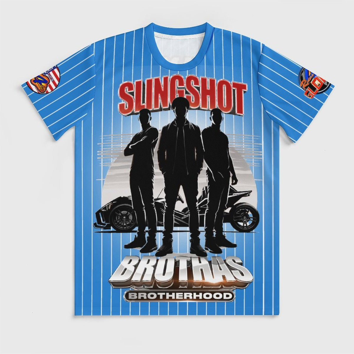 R4L Slingshot Brothas Striped Ice Silk Tee - Lgt Blu