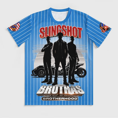 R4L Slingshot Brothas Striped Ice Silk Tee - Lgt Blu