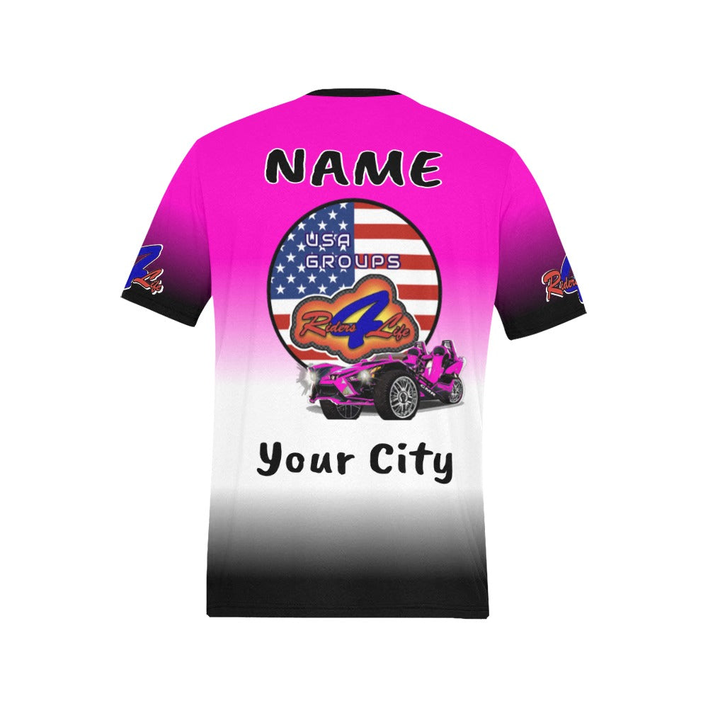 R4L Customizable USA Groups Casual Tee - Add your City, State and Name - 8 Colors