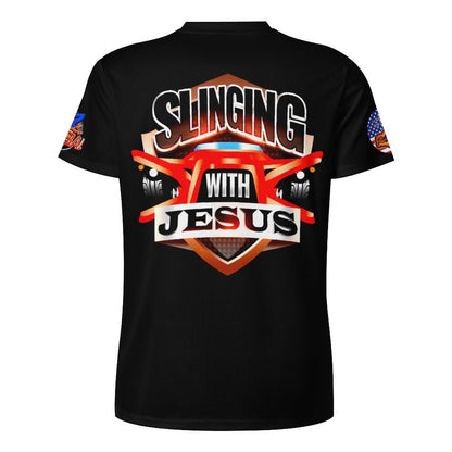 R4L Slinging with Jesus Glowing Cross Ice Silk Tee Blk