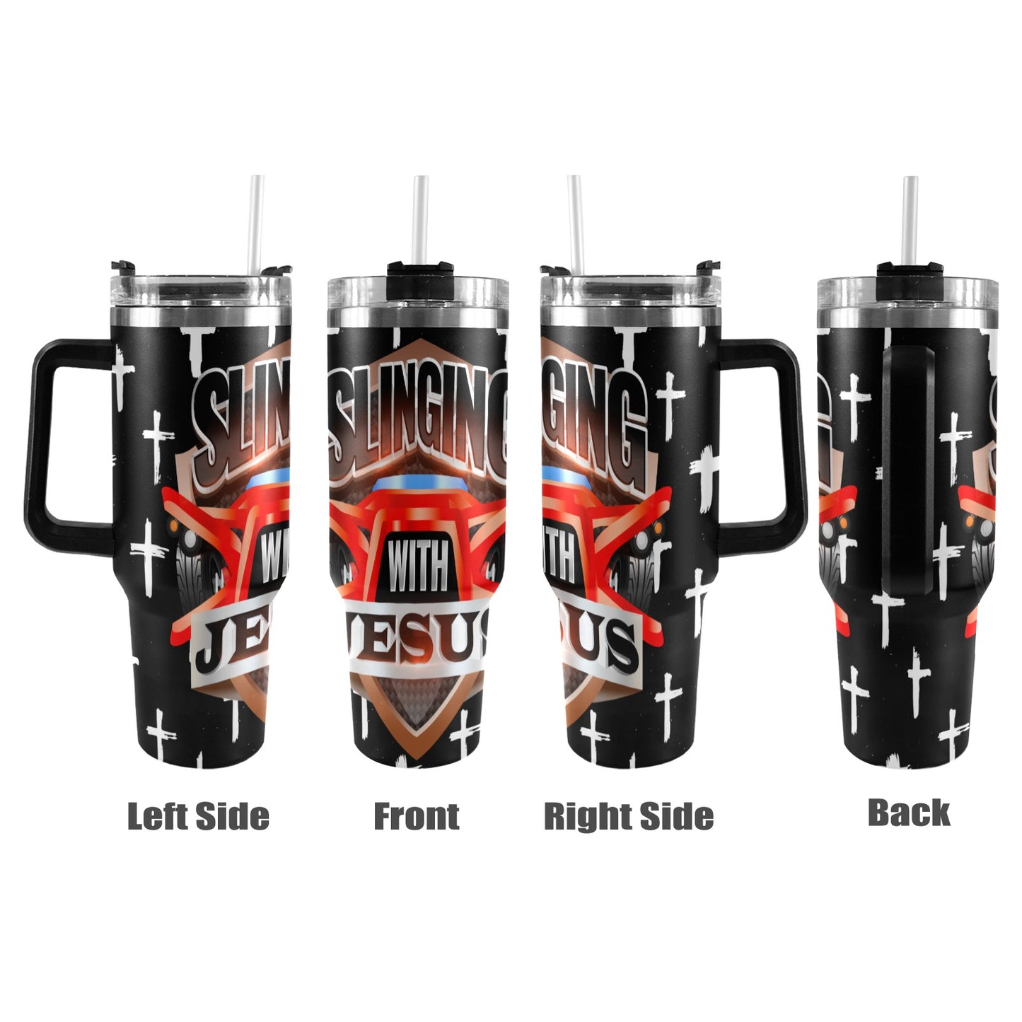 R4L Slinging with Jesus 40oz Stainless Steel Stanley Mug 40oz Tumbler with Black Handle