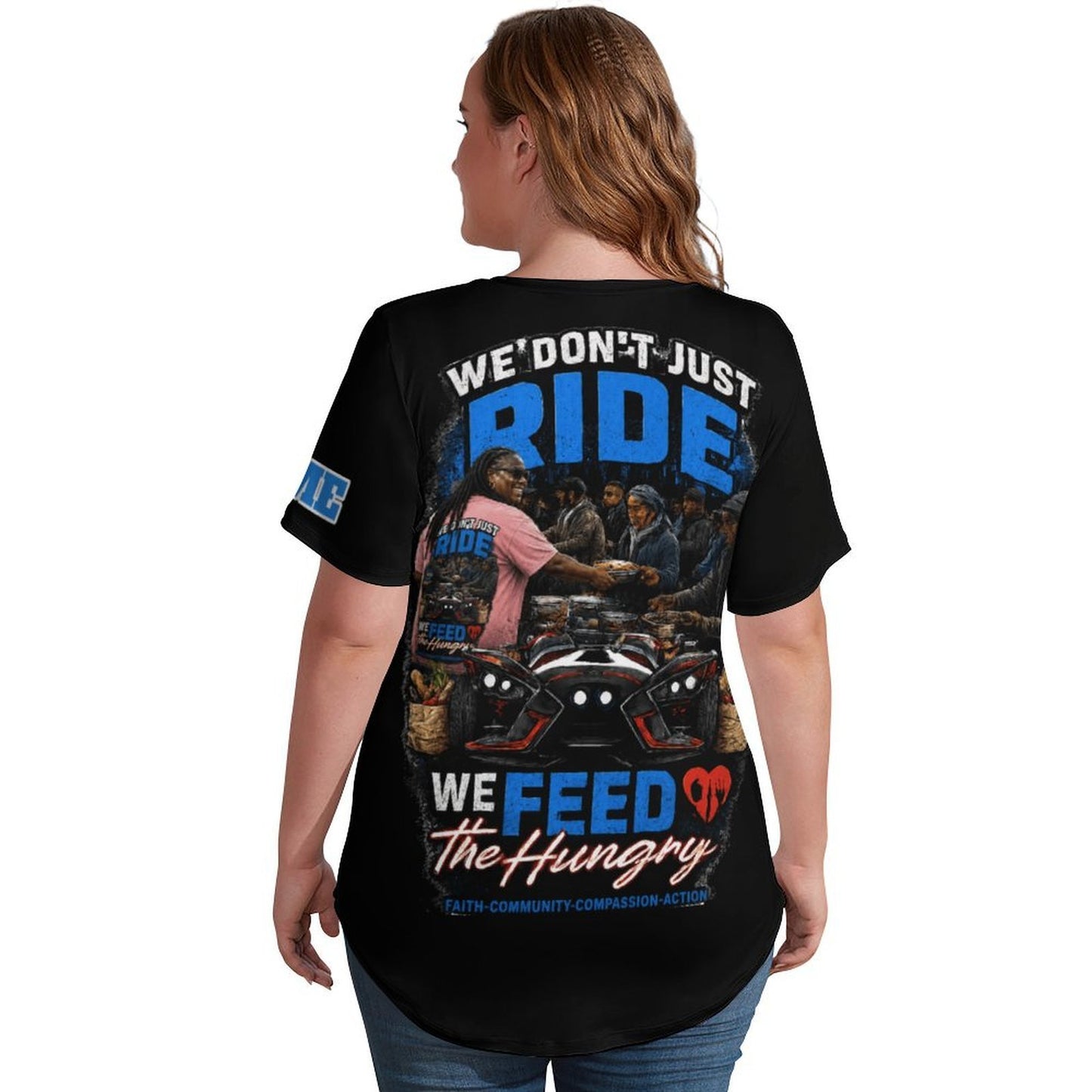 R4L Slinging Out Hunger Women's Ice Silk V-Neck T-Shirt - Blk
