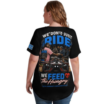 R4L Slinging Out Hunger Women's Ice Silk V-Neck T-Shirt - Blk