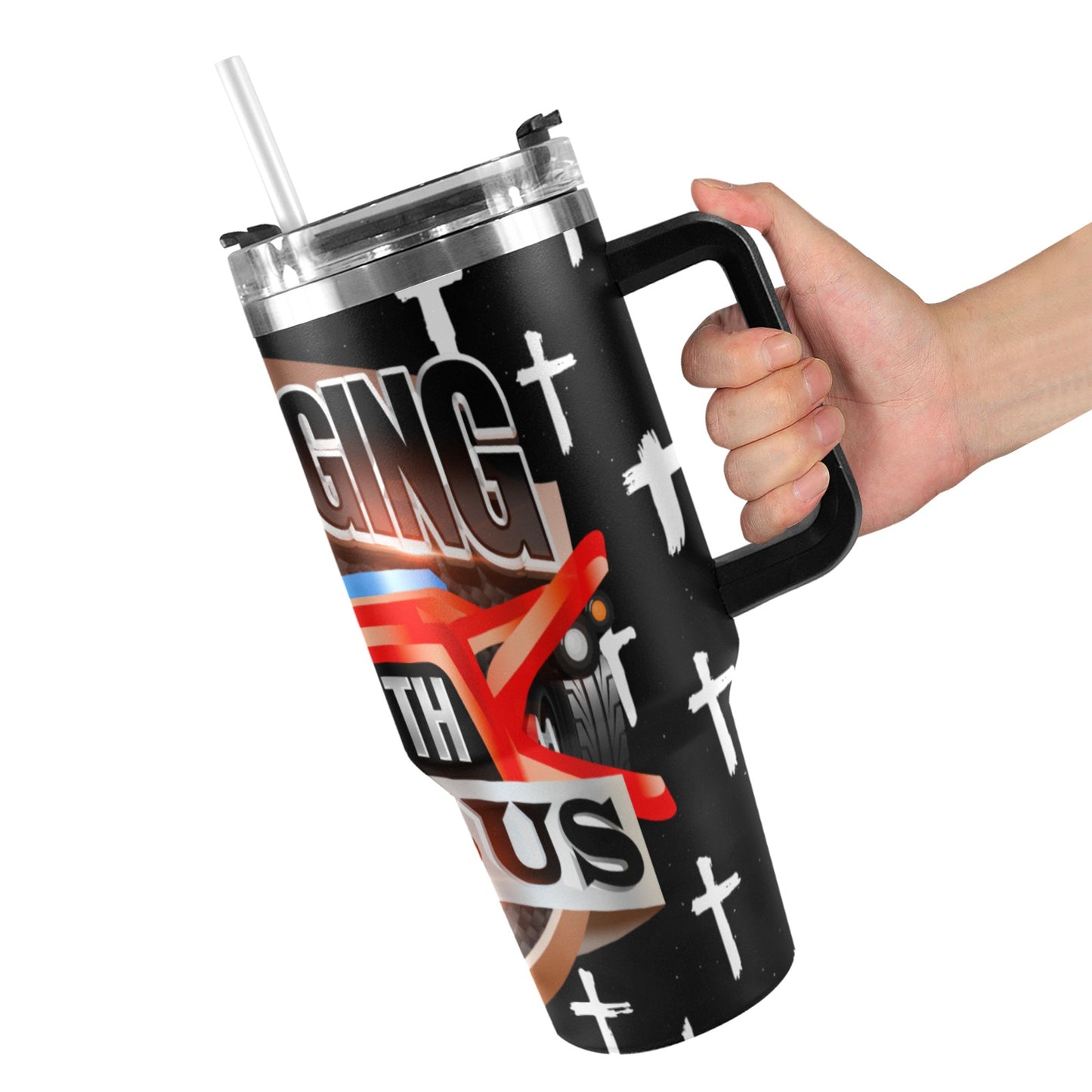 R4L Slinging with Jesus 40oz Stainless Steel Stanley Mug 40oz Tumbler with Black Handle