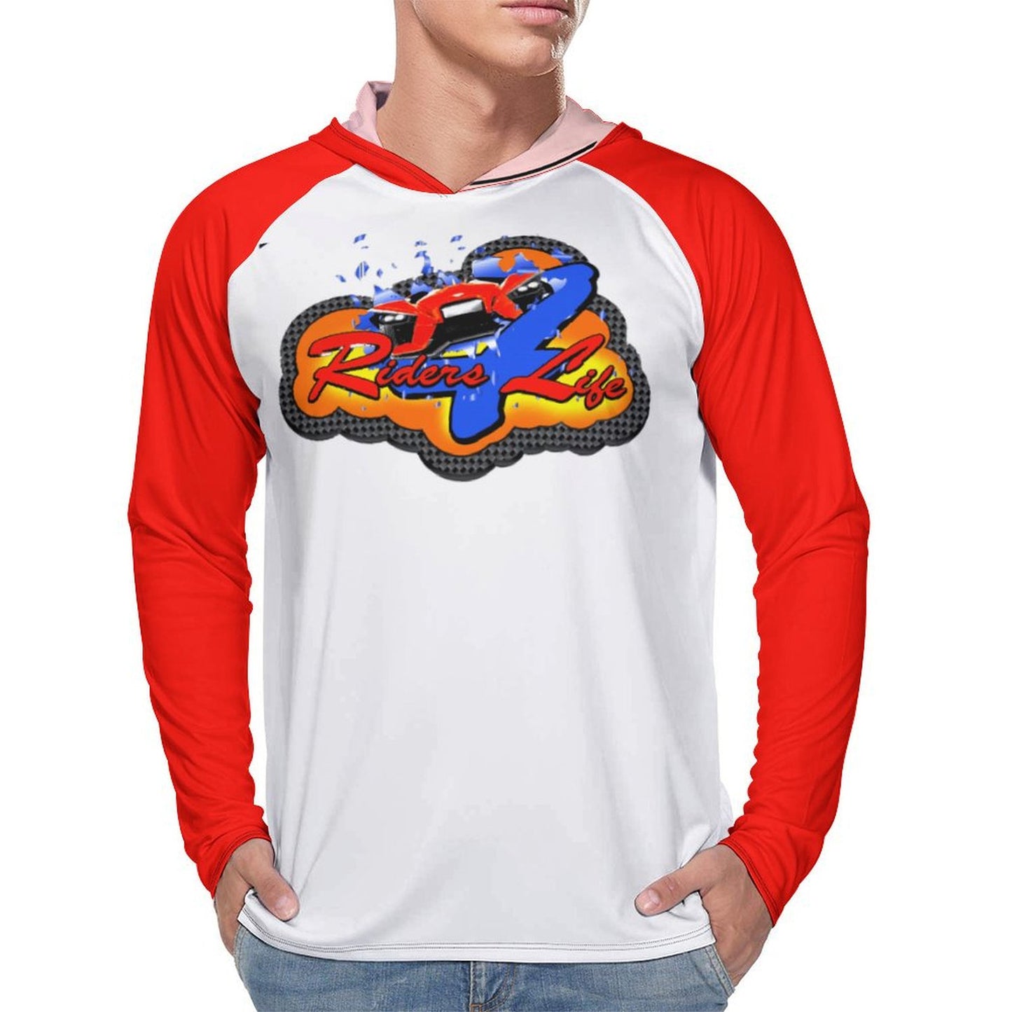 R4L Men's Long Sleeve Sun Protection  Hoodie - Red