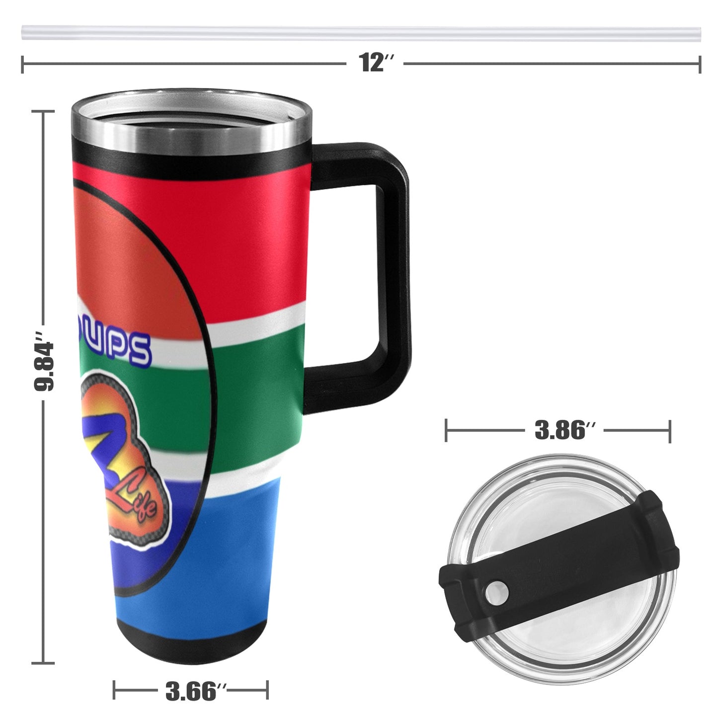 R4L 40oz South Africa Stainless Steel Stanley Mug 40oz Tumbler with Black Handle