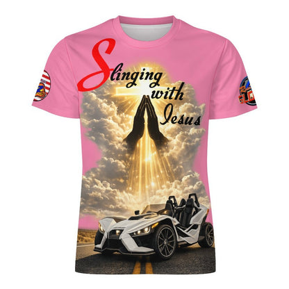 R4L Slinging with Jesus Praying Hands 2 Ice Silk Tee Pnk
