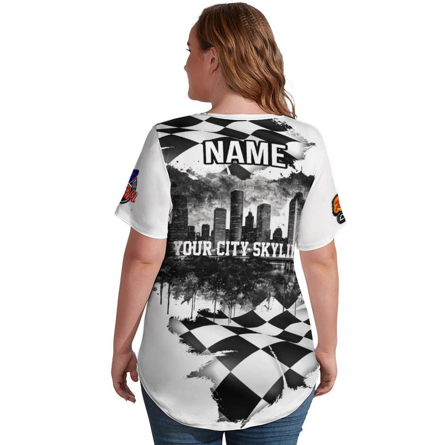 R4L Women's Monochrome Ice Silk V-Neck T-Shirt - Can Am