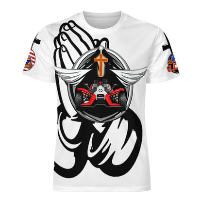 R4L Slinging with Jesus Praying Hands Ice Silk Tee Wht