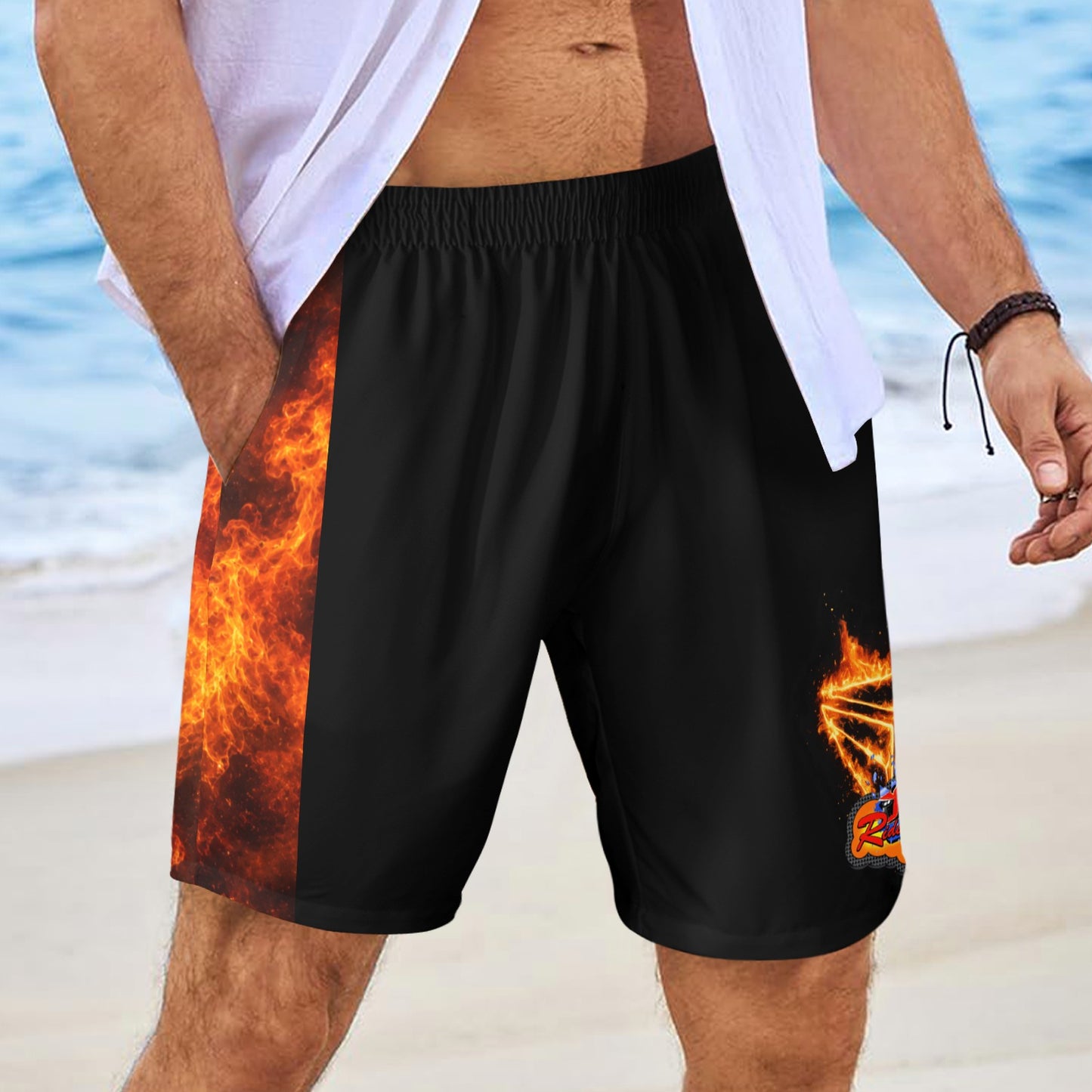 R4L Mens Elastic Shorts Orange Flame