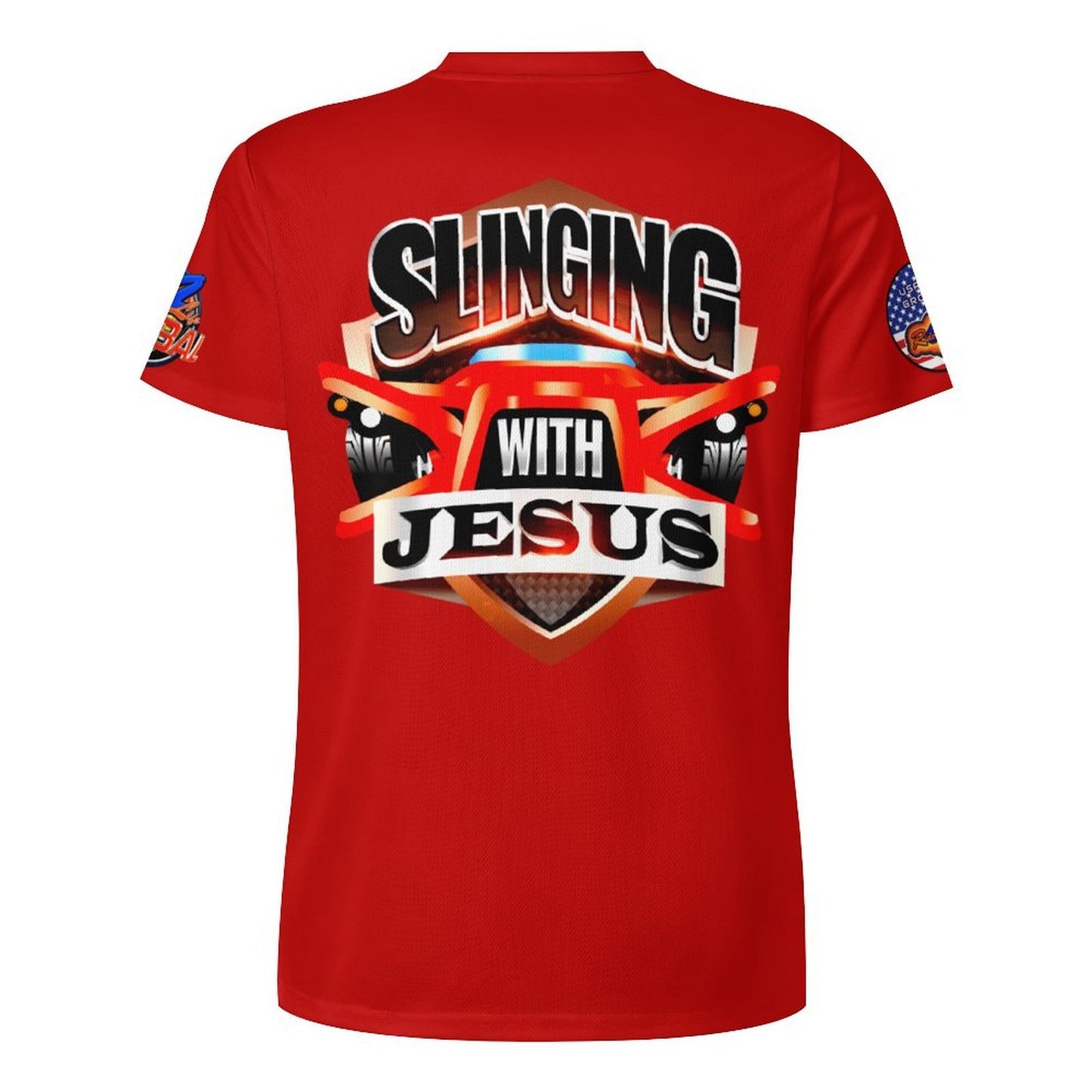 R4L Slinging with Jesus Glowing Cross Ice Silk Tee Red