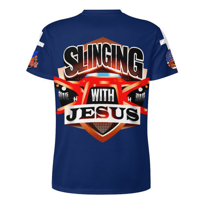 R4L Slinging with Jesus Praying Hands Ice Silk Tee Blu