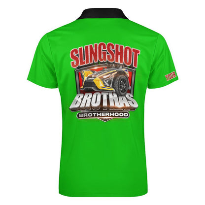 R4L Slingshot Brothas Customizable Short-Sleeve Zip Polo Shirt - 7 Colors - Add your City (Front) and State (Right Sleeve)