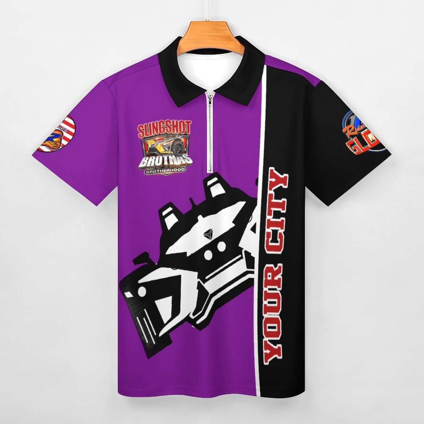 R4L Short-Sleeve Zip Polo Shirt - Prpl