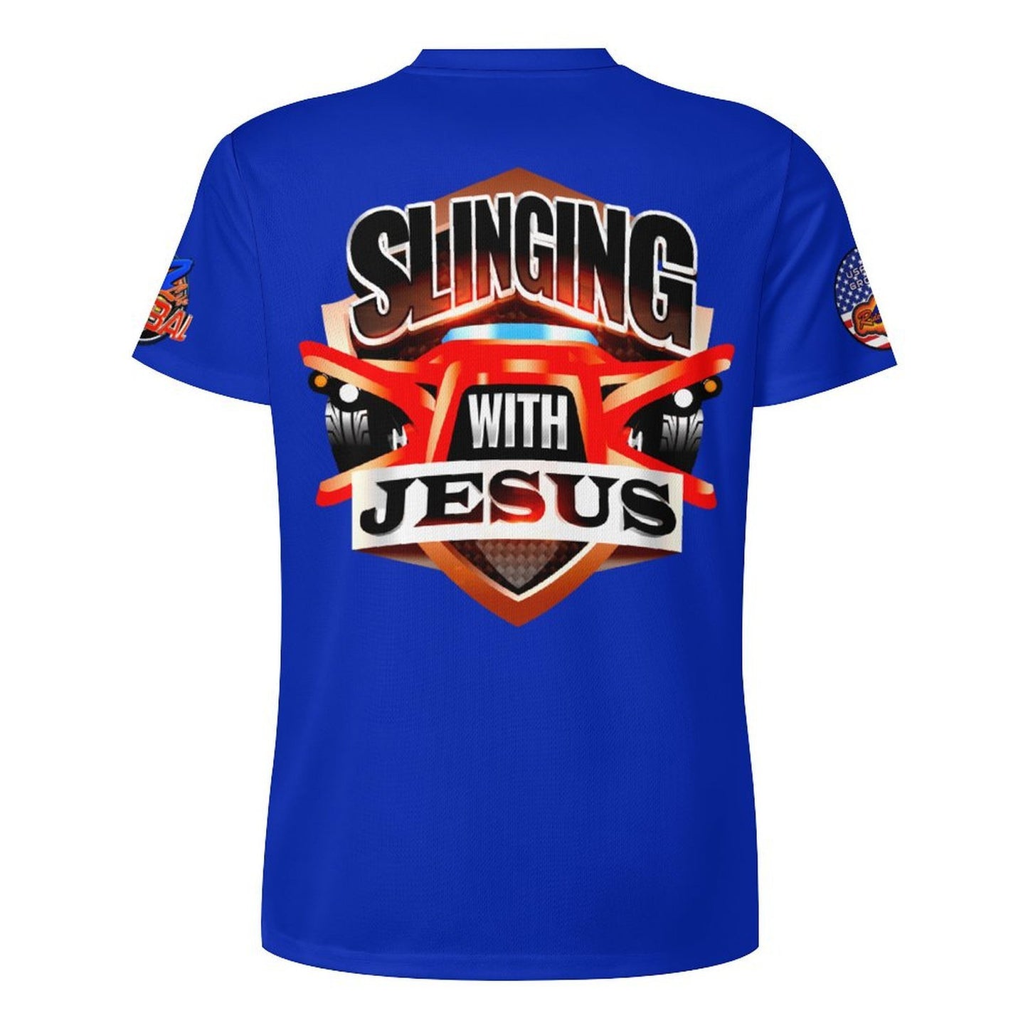 R4L Slinging with Jesus Glowing Cross Ice Silk Tee Blu