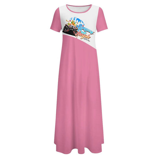 R4L Slinging Out Hunger Short Sleeve Round-Neck Long Dress - Pnk