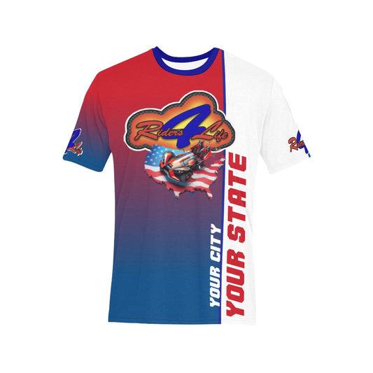 R4L American Pride - USA Groups Customizable Casual Tee - Add your City, State and Name