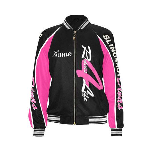 R4L Slingshot Divas Rhinestone Logo Varsity Style Jacket Blk (Matching Leggings Sold Separately)