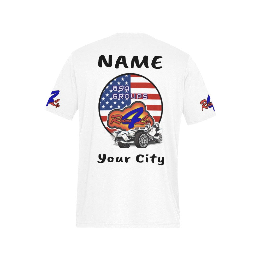 R4L Customizable USA Groups Casual Tee - Add your City, State and Name - 8 Colors