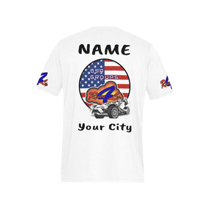 R4L Customizable USA Groups Casual Tee - Add your City, State and Name - 8 Colors