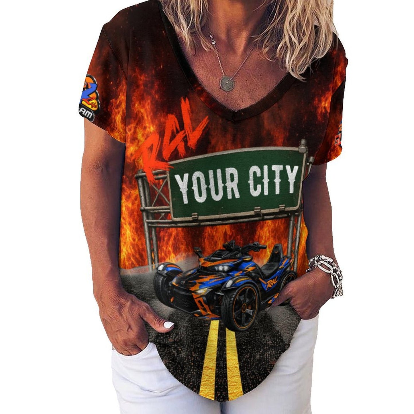 R4L Can Am Ice Silk Women's Tee Orange Flame