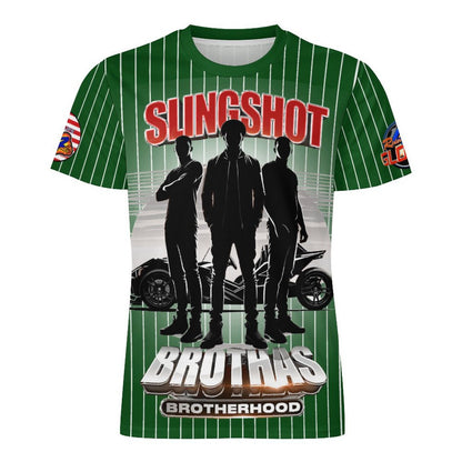 R4L Slingshot Brothas Striped Ice Silk Tee - Grn